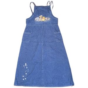 Vintage winnie the pooh denim romper dress